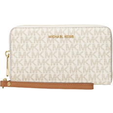 Wrist Straps Wallets & Key Holders Michael Kors Large Logo and Leather Wristlet - Vanilla