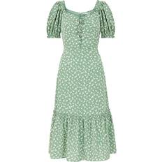 Yumi Ditsy Print Gypsy Midi Dress - Green