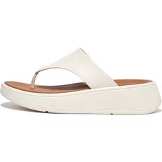 Fitflop Klipklappere Fitflop F-Mode Leather Flatform Toe-Post Sandals - White