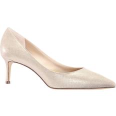 Nina womens fabric pointed toe classic pumps, taupe reflective