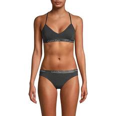Calvin Klein Women's Motive Stretch-Cotton Bralette - Charcoal Heather
