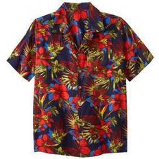 Red Shirts Island Printed Rayon Short-Sleeve Shirt - Red Floral