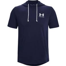 Mens short sleeve hoodie Under Armour Men's Rival Terry Short Sleeve Hoodie - Midnight Navy/Onyx White