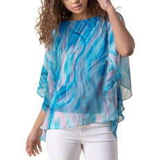 Roman Abstract Print Chiffon Top - Turquoise