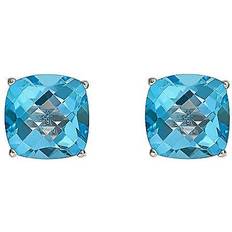 QVC Check-Top Cushion Stud Earrings - Silver/Topaz