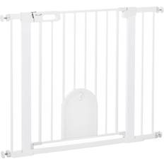 75-103 cm Pet Safety Gate Pressure Fit Stair w/ Small Door Double Locking
