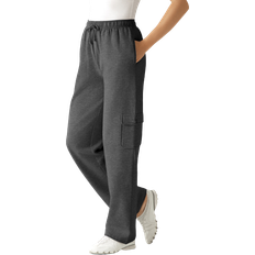 Woman Within Pants & Shorts Woman Within Better Fleece Cargo Sweatpant - Heather Charcoal