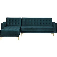 Blå velour sofa Beliani Chaiselong Blågrøn Velour Sofa