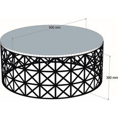 LOTO LIVING 90 cm Rundt Marmormønster Svart Sofabord 90cm