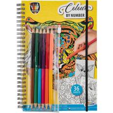 Malebøger på tilbud Grafix Color by Number Coloring Book with Crayons. Fjernlager, 5-6 dages levering