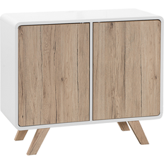 Beliani Armoires Beliani Moderne Avec Structure Blanche 2 Portes En Imitation Bois Clair 4 Compartiments Buffet