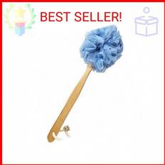 Branded Long Handle Wooden Bath Brush,Shower Body Brush with Loofah