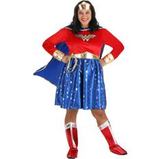 Jerry Leigh Wonder Woman Plus Long Sleeve Dress Costume for Adults Orange/Red/Blue 3X