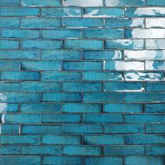 Tiles Moze Blue 3 12 Polished Ceramic Backsplash, Kitchen, Bathroom, Subway Wall Tile 22 Pieces 5.38 Sq.