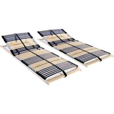 Letti e Materassi vidaXL Reti A Doghe 2 pz 7 Zone Con 42 Doghe In Legno 70x200 cm - Marrone