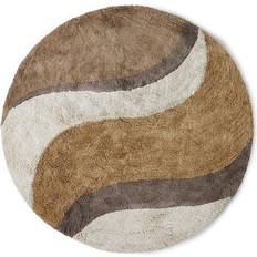 Uni Tapis de bain HKliving Natural Waves Tapis de bain Ø 120 cm Natural Multicolours Beige, Marron, Naturel