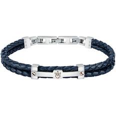 Homme Bracelets Maserati Bracelet JM422AVE10 Acier inoxydable, Cuir, recyclé Bleu