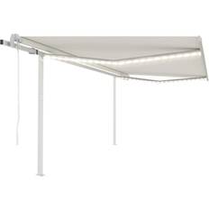 vidaXL Toldo Automático Led Sensor De Viento Crema 4,5x3,5 m