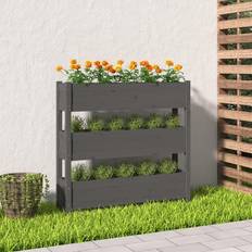 vidaXL Plantekasse 112 x 25 x 104,5 cm Massivt Fyrretræ Grå Plantekasse