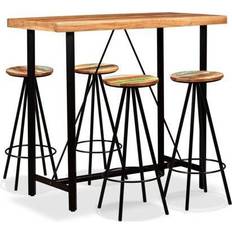 Bois Ensembles de Bar d'Extérieur vidaXL 5 pcs Bois d'Acacia Massif et Recyclé Table Ensemble de Bar d'Extérieur