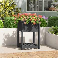 vidaXL Med Hylde 54x54x81 cm Massivt Fyrretræ Grå Plantekasse