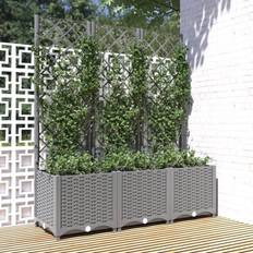 vidaXL Garden Planter with Trellis Light pp