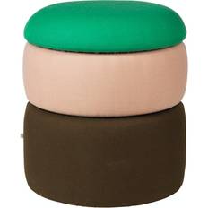 Green Poufs Broste Copenhagen Pond green/pink/coffee Pouffe