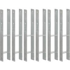 vidaXL Anclajes De Valla 6 Uds Acero Galvanizado Plateado 9x6x60 cm