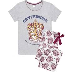 Røde Pysjamaser Harry Potter Women's Gryffindor Long Pyjama Set - Pale Grey/White/Maroon