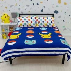 Bed Set Pokémon Official Double Duvet Cover Set 2 Sided Reversible Blue Badges