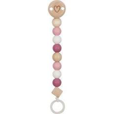 Goki Wooden Pacifier Chain Heart Pink