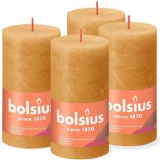 Bougies et Accessoires Bolsius 4x Bougies Pilier Rustiques 130x68 mm Jaune Nid d'Abeilles Cierges Bougie