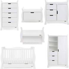 White Furniture Set OBaby Stamford Luxe Cot Bed 7 Nursery Set