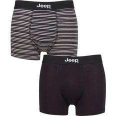 Jeep Men's Plain and Fine Striped Fitted Bamboo Trunks 2-pack - Black/Stripe