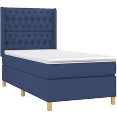 vidaXL Boxspringbett mit Matratze 100x200 cm Blau Bettrahmen