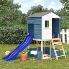 vidaXL Parque Infantil De Exterior Madera Maciza De Abeto Azul