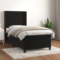 vidaXL Ramsäng Med Madrass Svart 100x200 cm Sammet Sängram