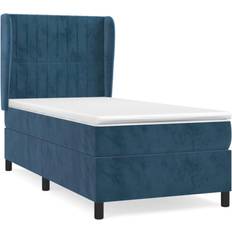 vidaXL Cama Box Spring Con Colchón Terciopelo Azul Oscuro 100x200 cm