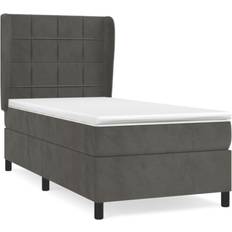 vidaXL Cama Box Spring Con Colchón Terciopelo Gris Oscuro 100x200 cm