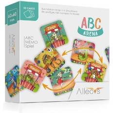 Sällskapsspel alfabetet ALLEOVS ABC-Arena Letter Memory Game med cirkusdjur, ett pedagogiskt spel för 1-6 barn från 4 år och framåt, 52 kort för att lära sig alfabetet, lära sig namnen på djur på tyska