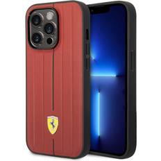 Ferrari iphone 14 pro max hülle cover case genuine leather embossed stripes stam