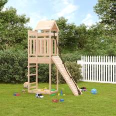 Wood Playhouse vidaXL Playhouse with Climbing Wall Solid Wood Pine