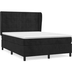 vidaXL Cama Box Spring Con Colchón Terciopelo Negro 140x190 cm