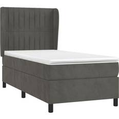 vidaXL Cama Box Spring Con Colchón Terciopelo Gris Oscuro 100x200 cm