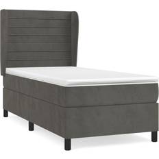 vidaXL Cama Box Spring Con Colchón Terciopelo Gris Oscuro 100x200 cm