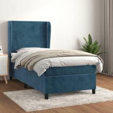 vidaXL Cama Box Spring Con Colchón Terciopelo Azul Oscuro 100x200 cm