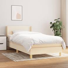 Blanco Camas con Estructura vidaXL Box Spring with Mattress Cream Frame Bed