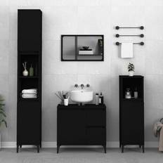 Muebles de Baño vidaXL Set De Muebles De Baño 3 Piezas Madera Contrachapada Negro