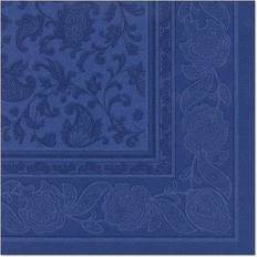 Papstar Serviettes "ROYAL Collection" pliage 1/4 40 cm x 40 cm bleu foncé "Ornaments"