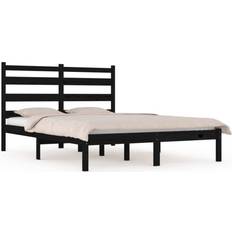 vidaXL Estructura De Cama De Madera Maciza De Pino Negra 140x190 cm